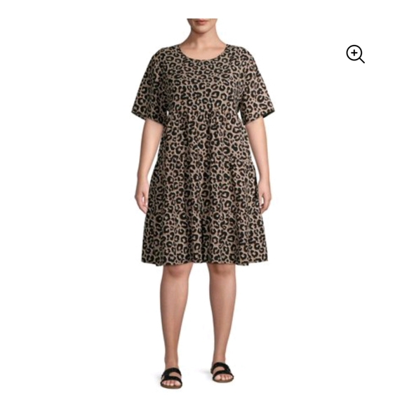 Leopard plus size short sleeve tiered dress animal - Picture 12 of 12